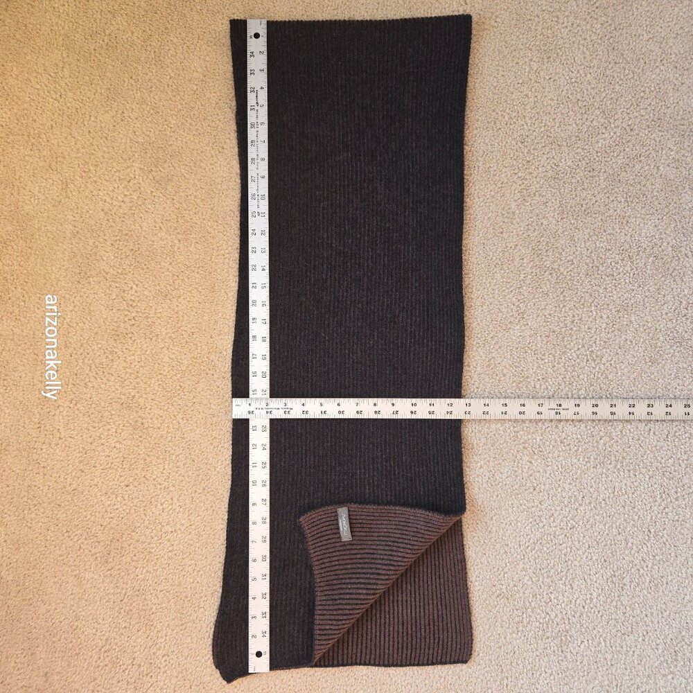 Avon Celli Cashmere Scarf Ribbed Brown & Black - Picture 2 of 9